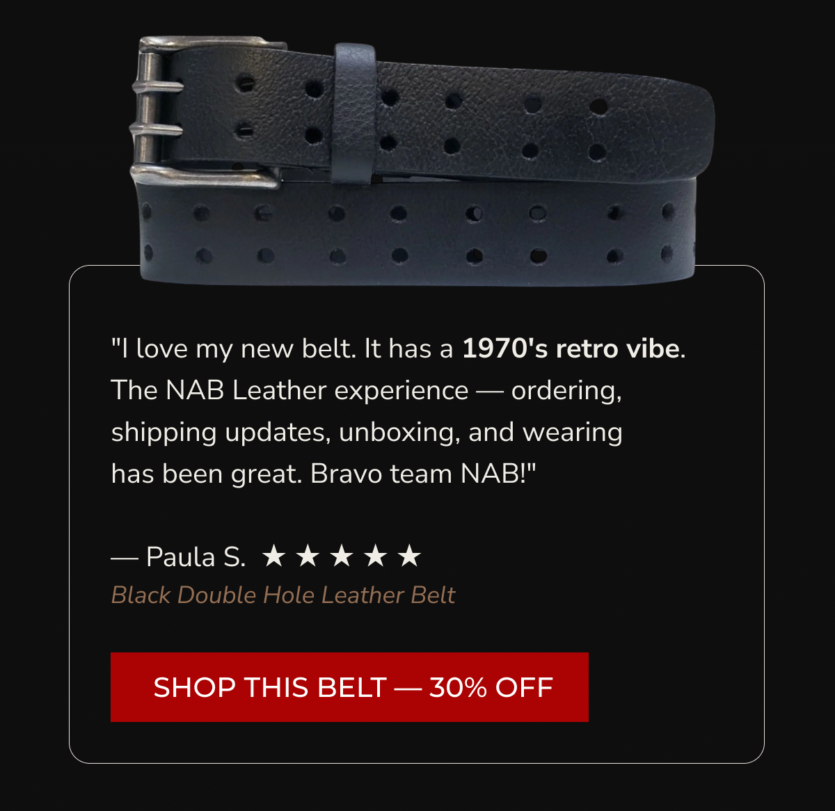 Black Double Hole Leather Belt