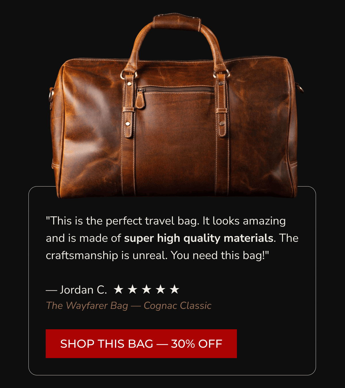 The Wayfarer Bag — Cognac Classic
