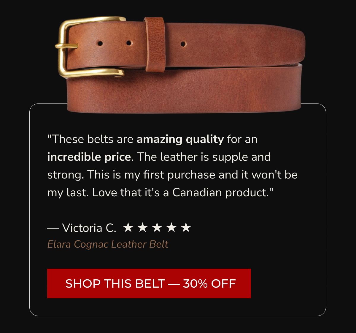 Elara Cognac Leather Belt
