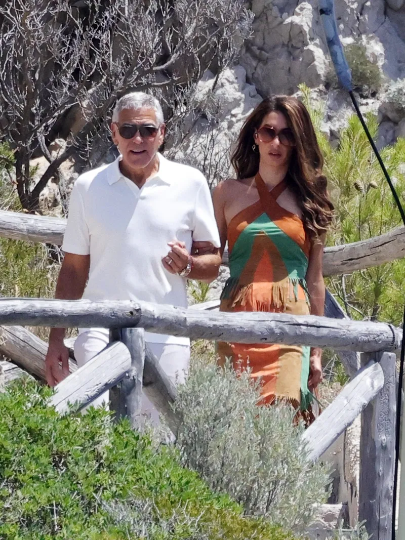 *EXCLUSIVE* Actor George Clooney and wife Amal enjoy a stylish summer Italian getaway as they visit the famous Villa Bragaglia in Capri **WEB MUST CALL FOR PRICING**