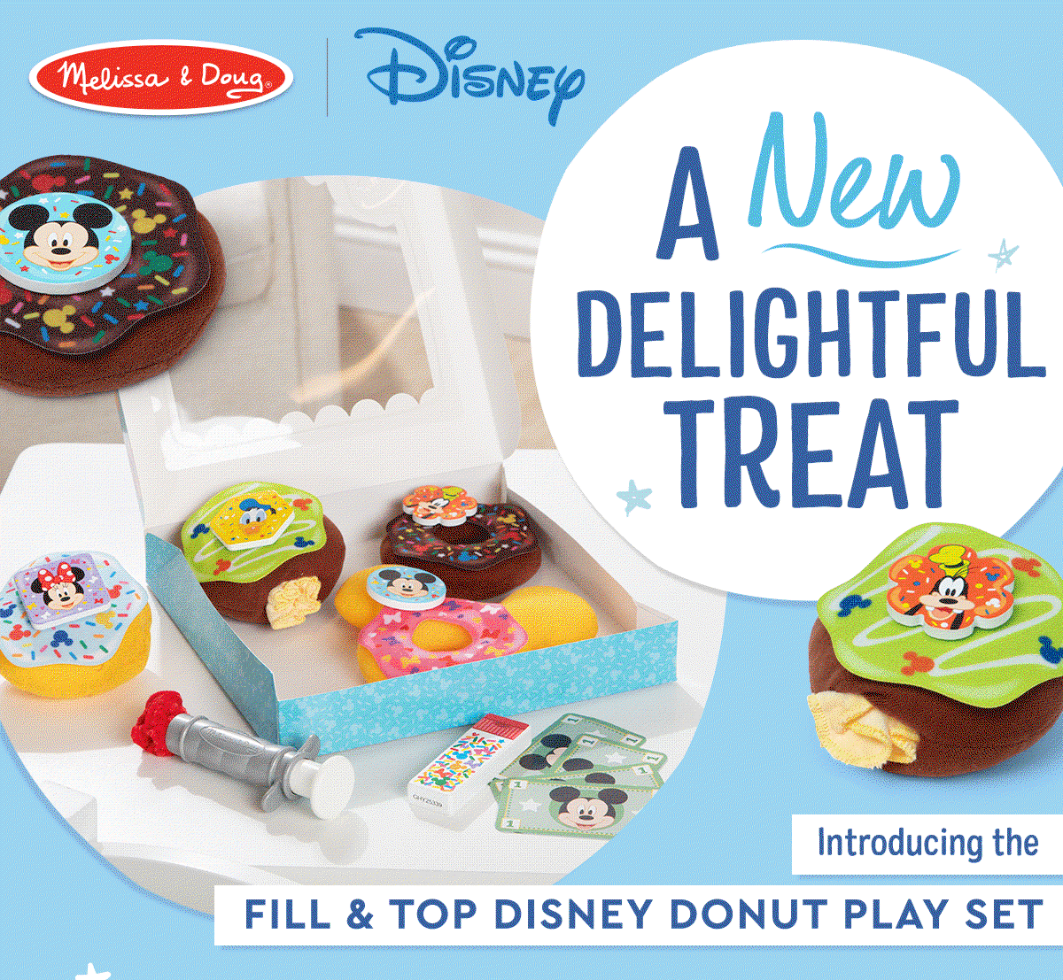 A NEW Magical Treat. Introducing the Fill & Top Disney Donut Play Set