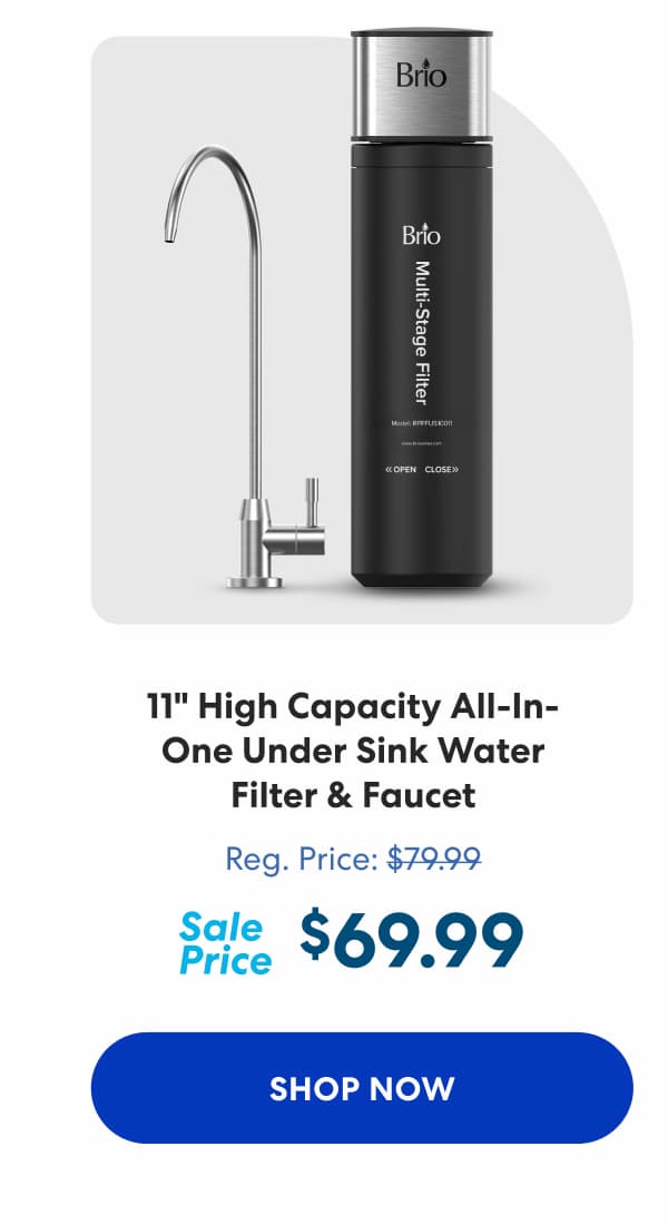 11" High Capacity All-in-One Under Sink Water Filter & Faucet
