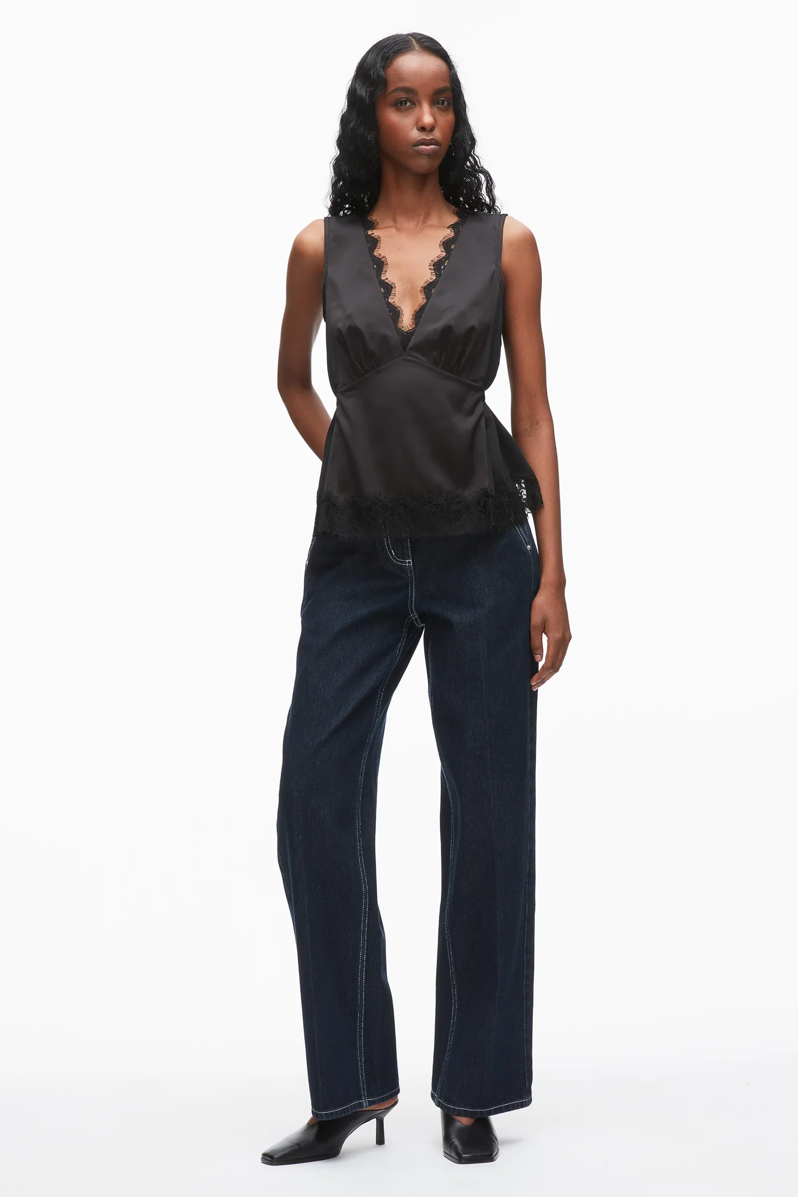 Image of Lace Trimmed Jersey Cami