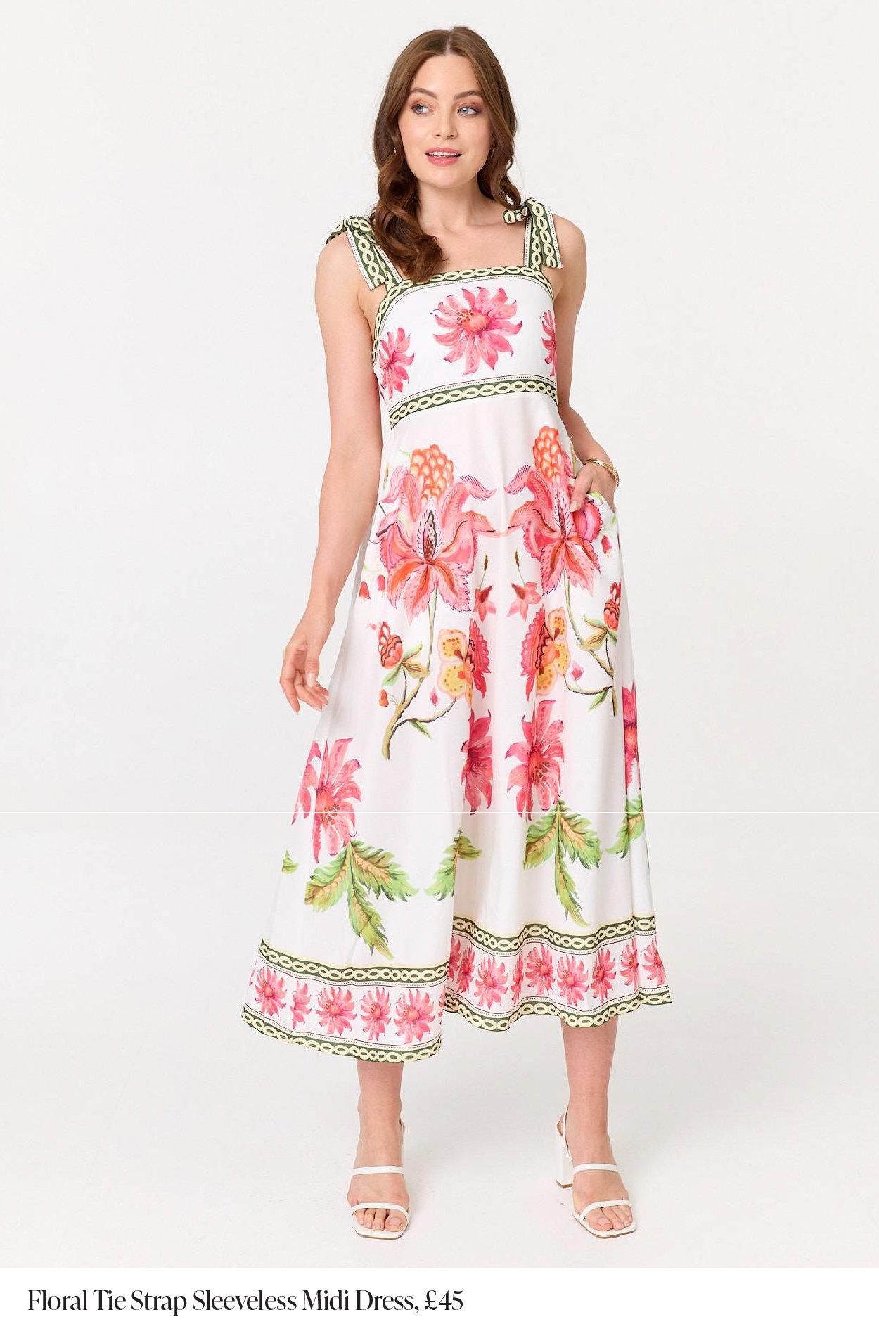 Floral Tie Strap Sleeveless Midi Dress | Shop Now