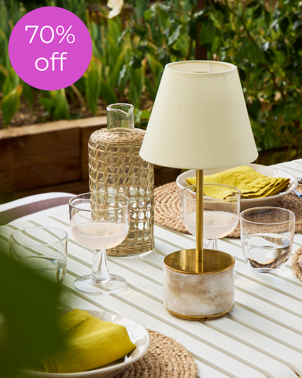 mallow rechargeable table lamp in antique brass