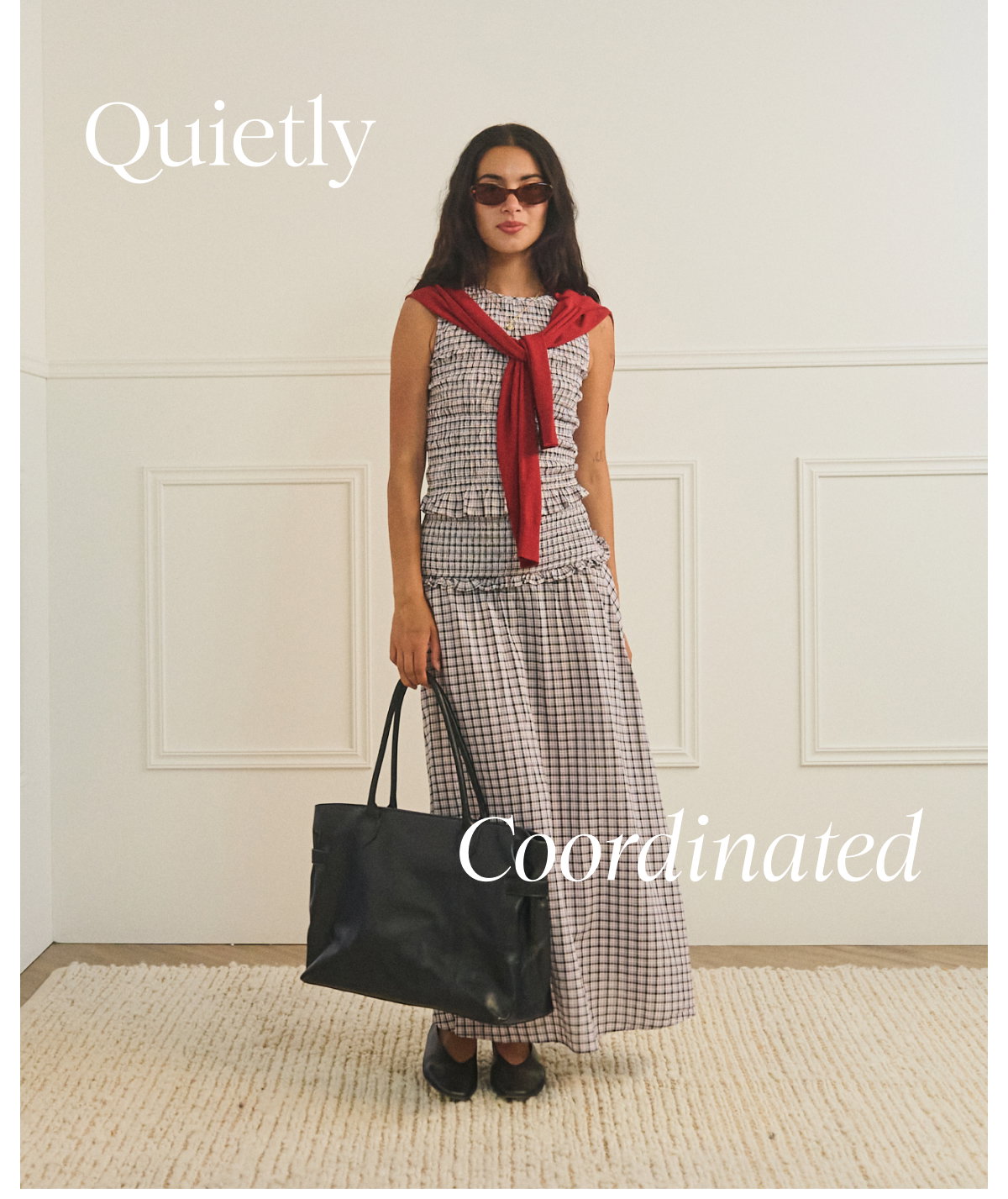 Black and Blue Check Shirred Ronda Skirt