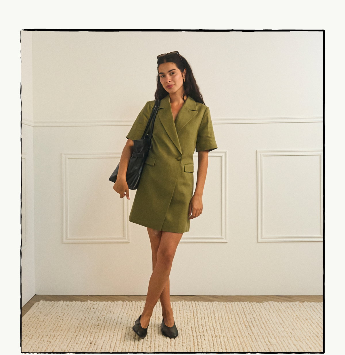 Khaki Tailored Asymmetric Mini Dress