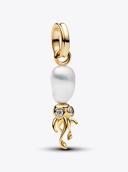 Treated Freshwater Cultured Baroque Pearl Squid Dangle Charm