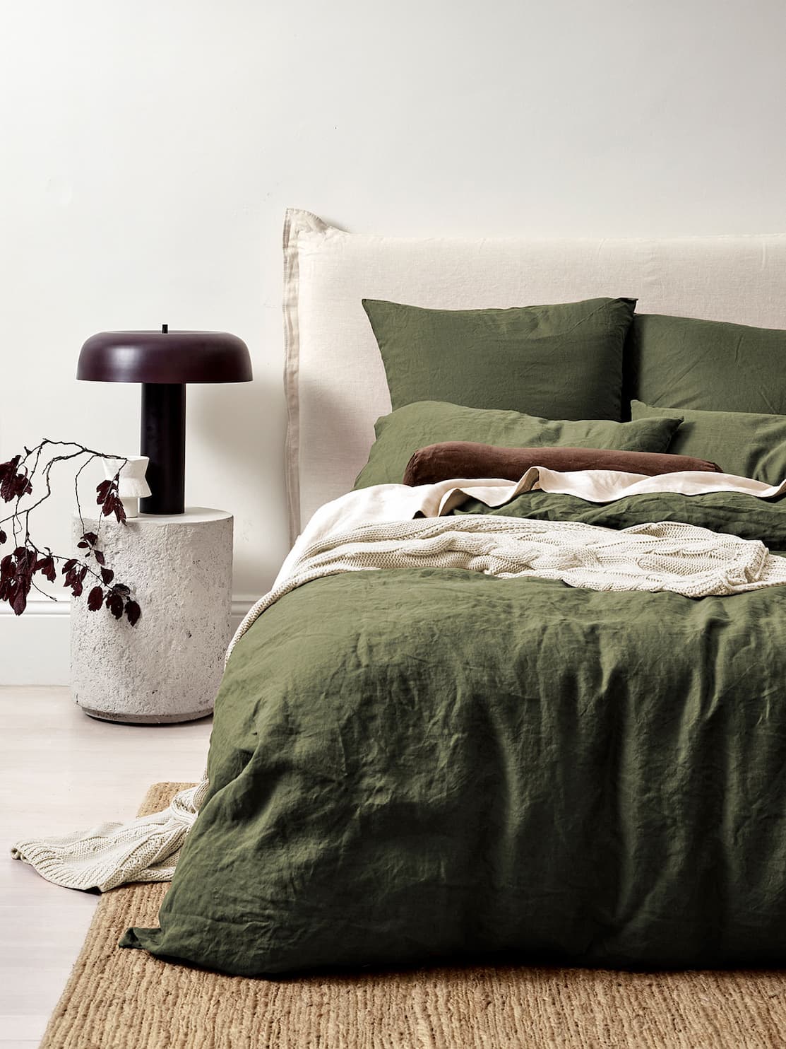 Emile Linen Quilt Cover in Khaki