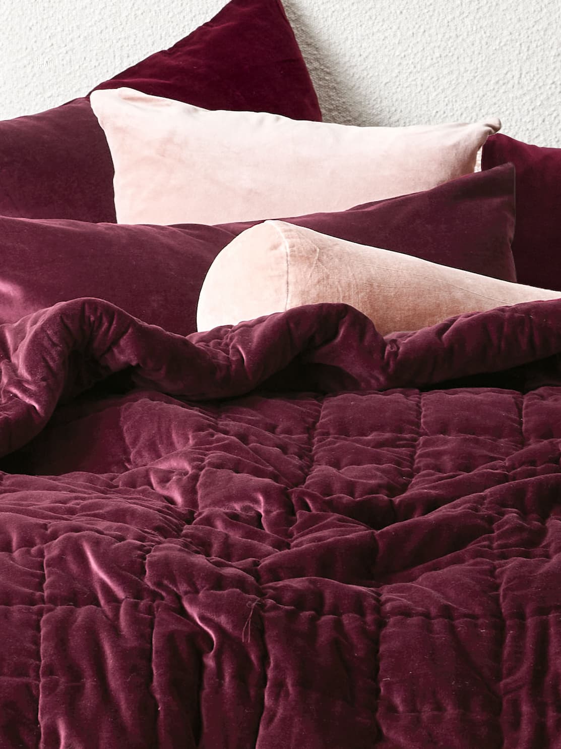 Luxury Velvet Coverlet in Mulberry
