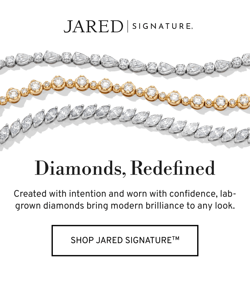 Three different diamond strands. Diamonds, redefined. Click to Shop Jared Signature Collection