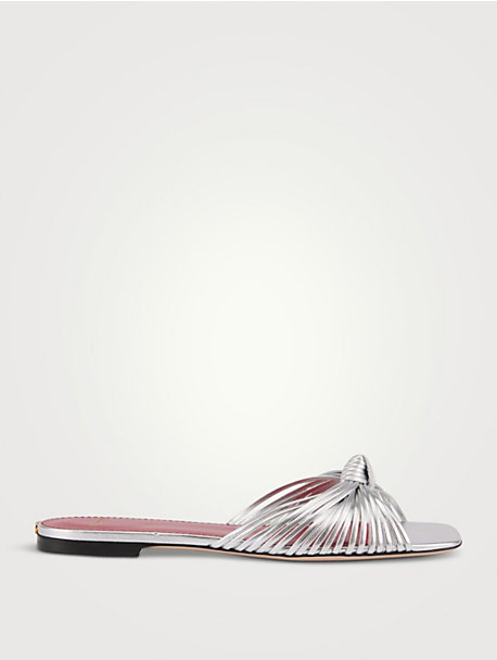 Annet Metallic Leather Slide Sandals