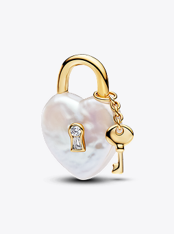 Treated Freshwater Cultured Baroque Pearl Padlock Dangle Charm