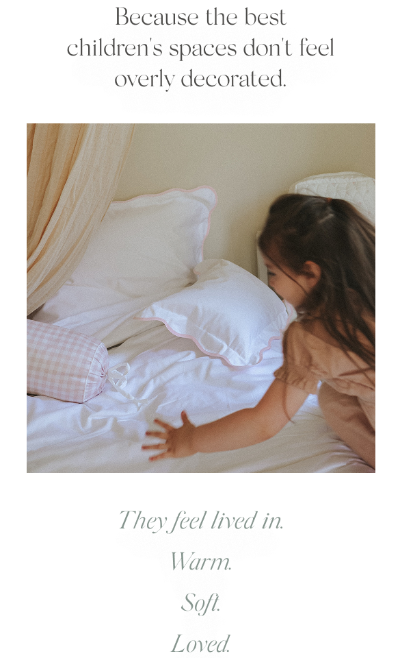 girl playing on bed with Soft Wave bedding