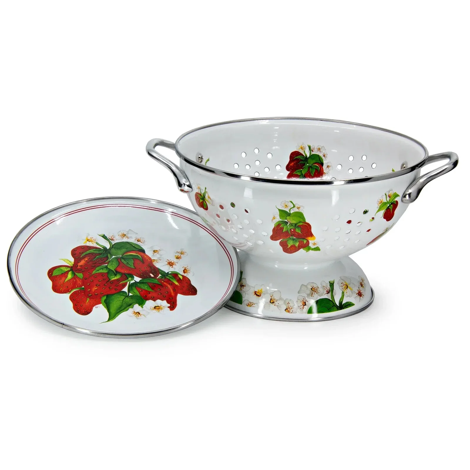 Image of Golden Rabbit Enamelware Strawberry Colander Set