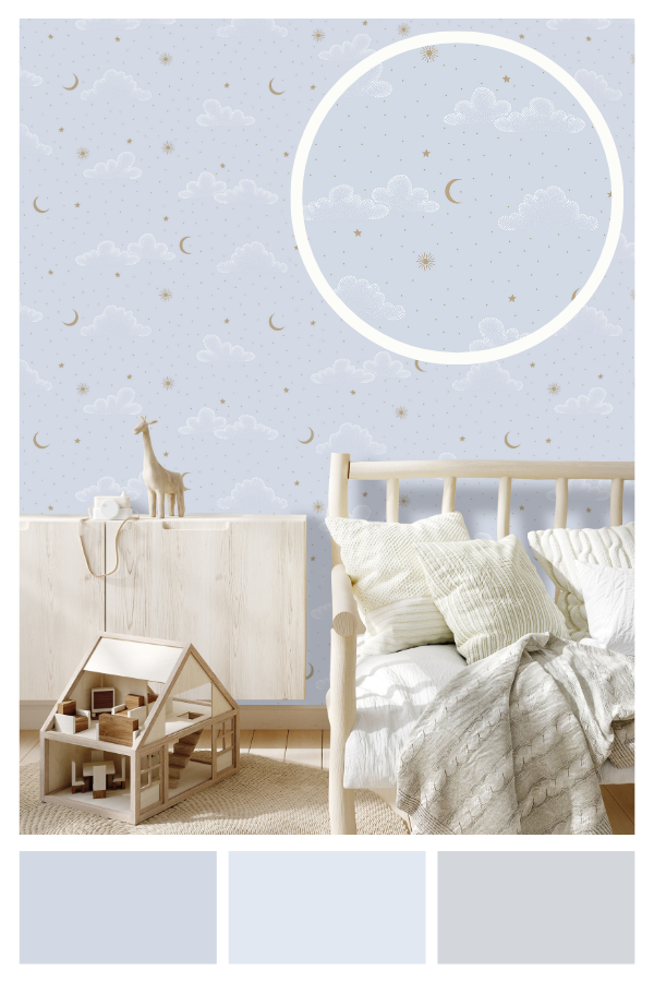 Gentle Night Sky Wallpaper Light Blue Muriva N07321