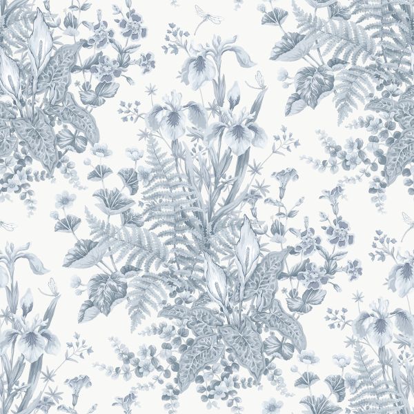 Chelsea Ferns Wallpaper Blue Rasch 100425
