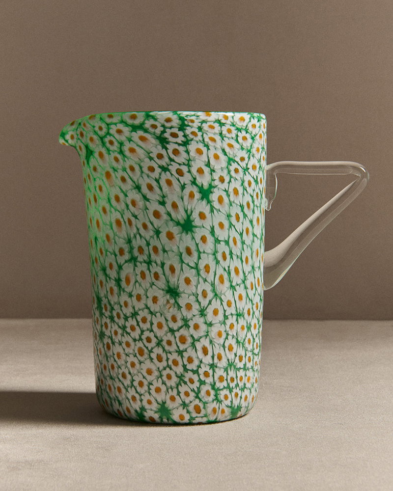 Full murrina jug in white & green