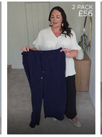 EVANS Curve 2 Pack Black & Navy Wide Leg Trousers