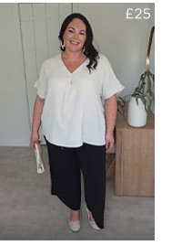 EVANS Curve Ecru White Front Pleat Blouse