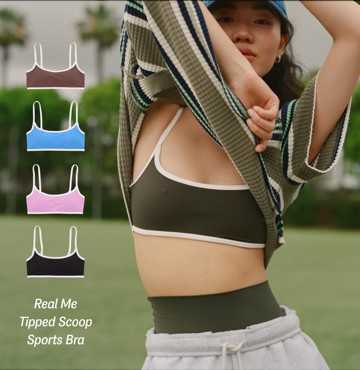 Real Me Tipped Scoop Sports Bra