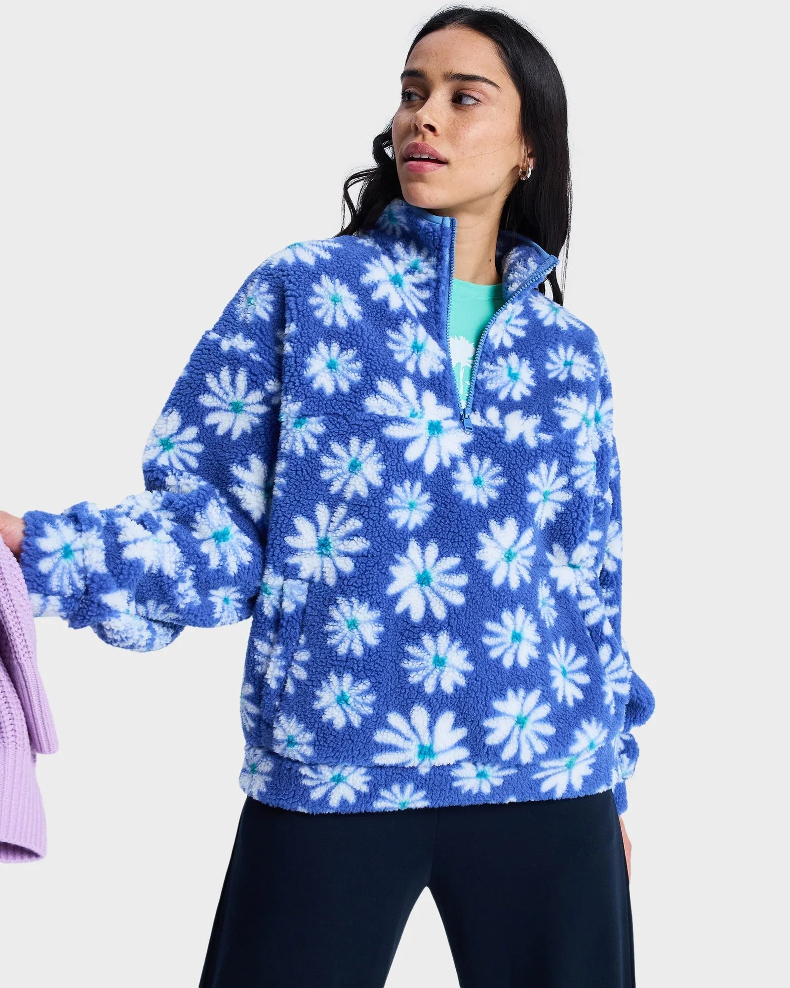 Womens Jive Talking Binded Half Zip Fleece Jumper