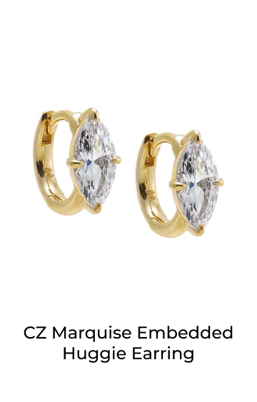 CZ Marquise Embedded Huggie Earring