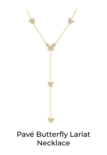 Pave Butterfly Lariat Necklace