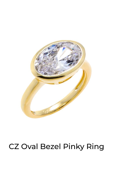 CZ Oval Bezel Pinky Ring