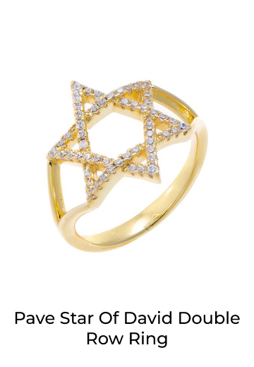 Pave Star Of David Double Row Ring