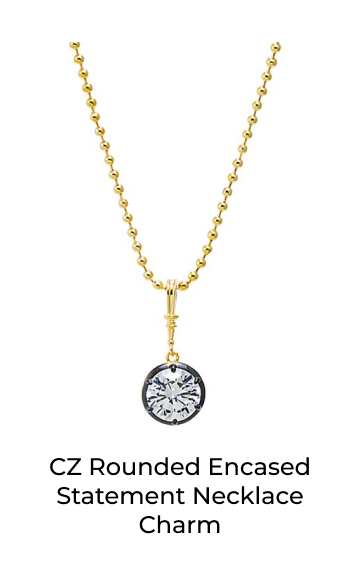 CZ Rounded Encased Statement Necklace Charm