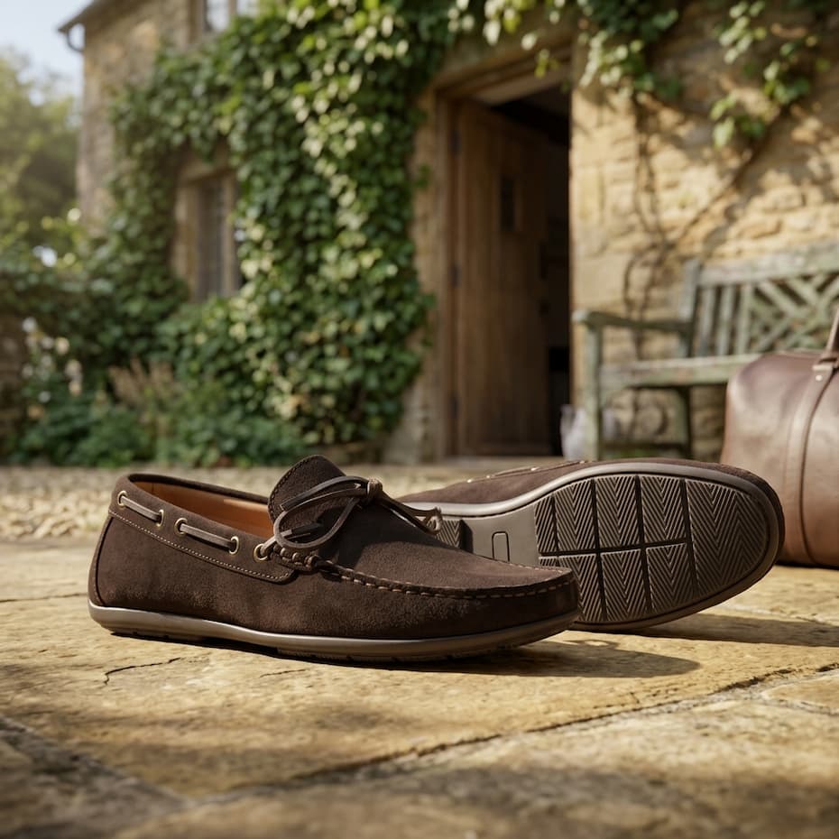 Herring Monza driving moccasin in brown suede
