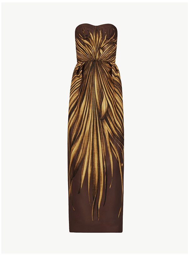Palm Leaves Faille Gown