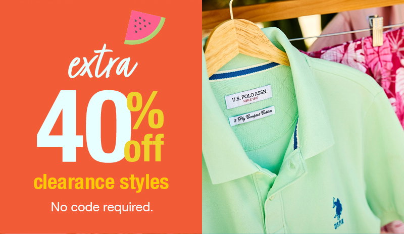 Extra 40% off clearance styles no code required.