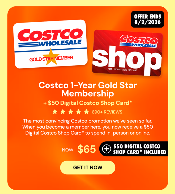 Costco 1-Year Gold Star Membership + $20 Digital Costco Shop Card