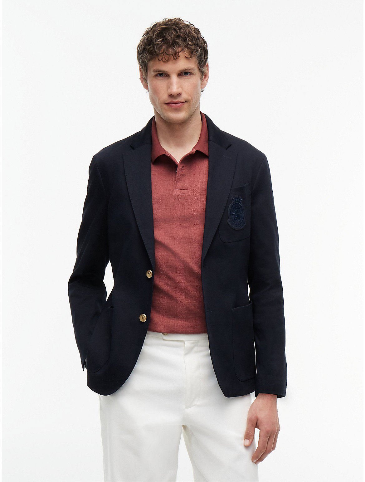 Image of Crest Logo Stretch-Cotton Club Blazer