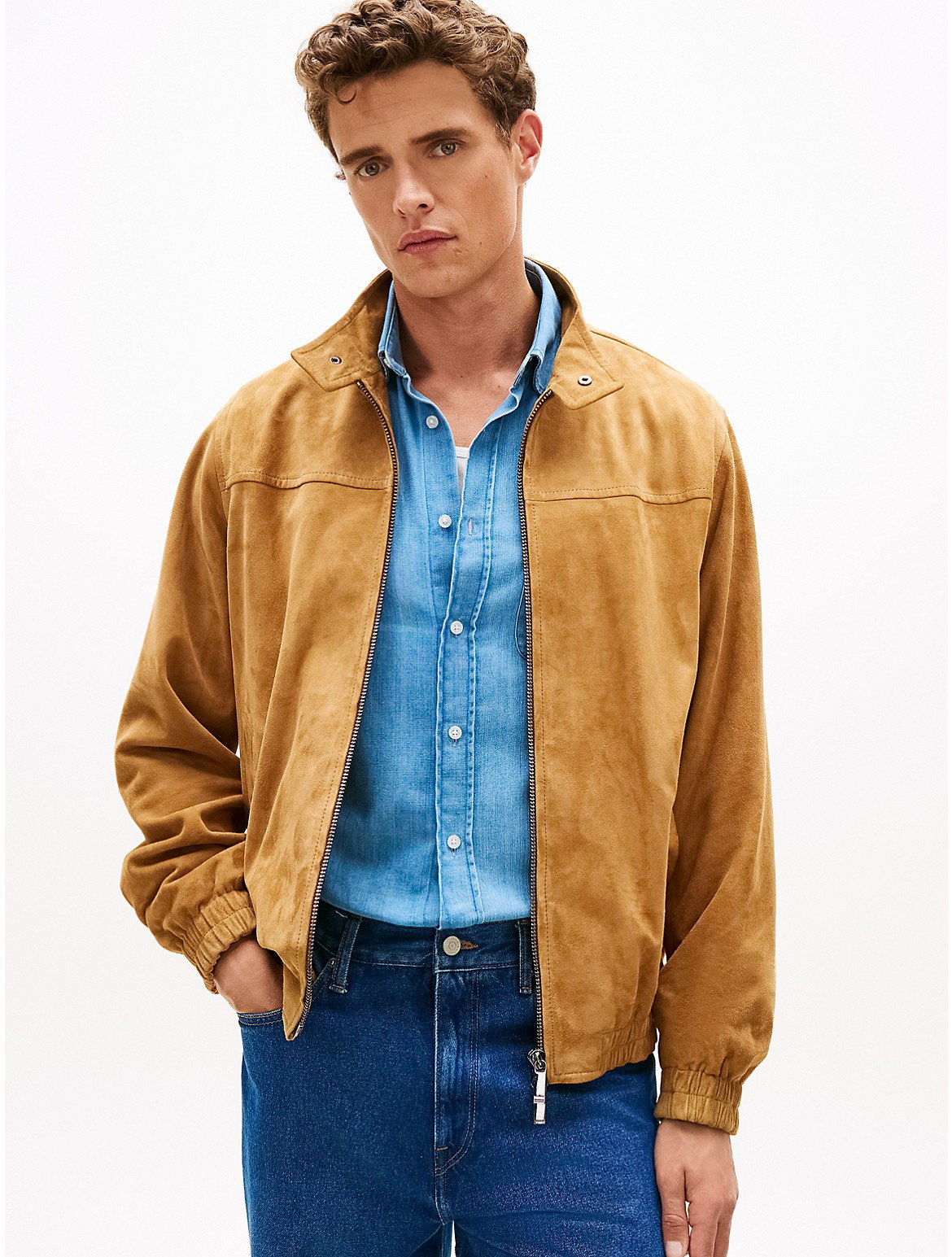 Image of Relaxed Suede Moto Jacket