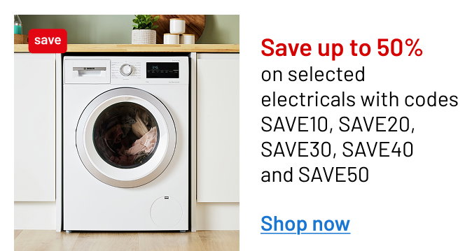 Save up to 50% on selected electricals