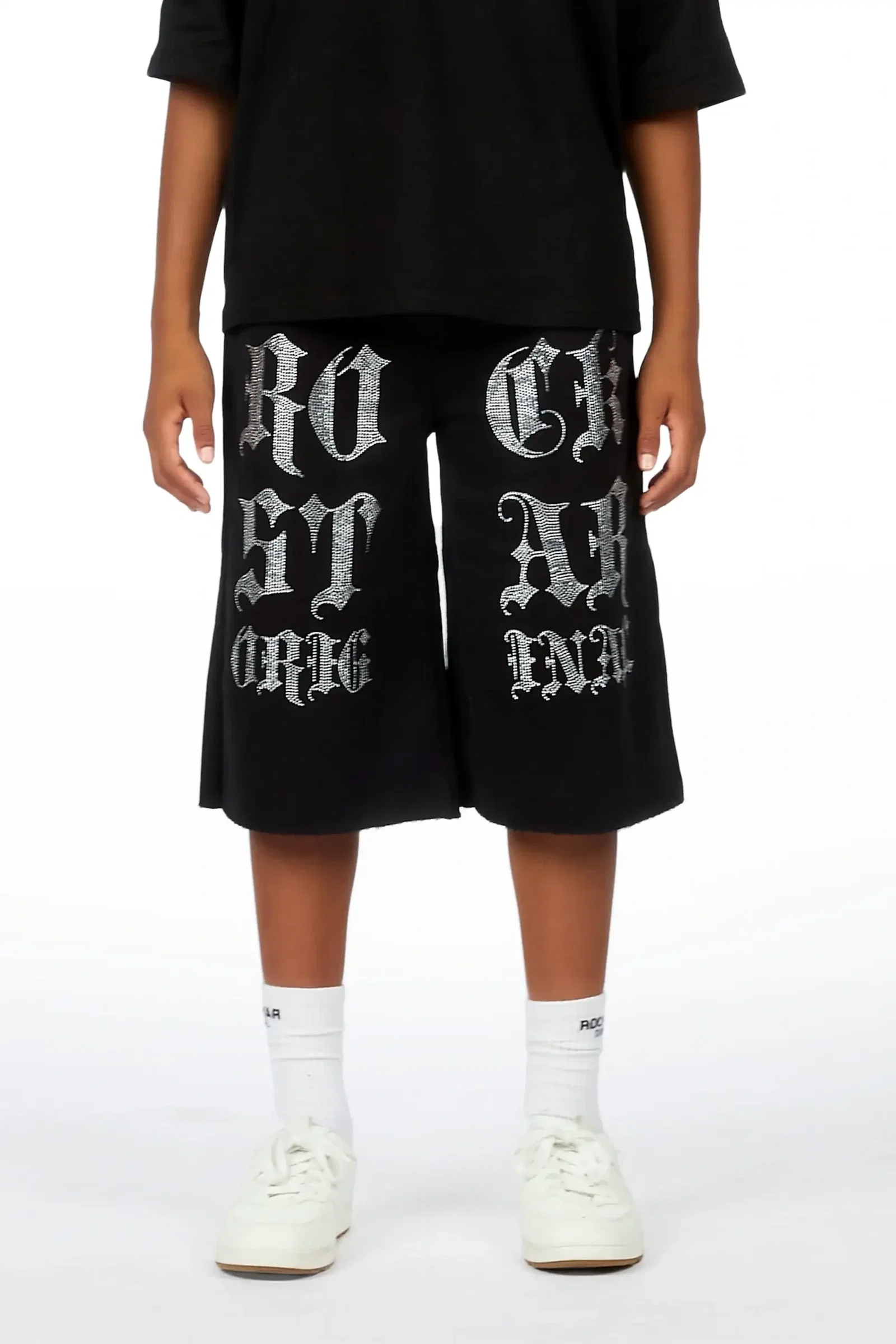 Image of Boys Teiario Black Rhinestone Track Short