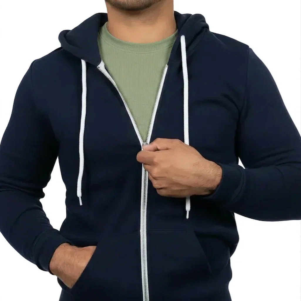 Image of The "Starter" Full Zip 50/50 Hoodie in True Navy Blue