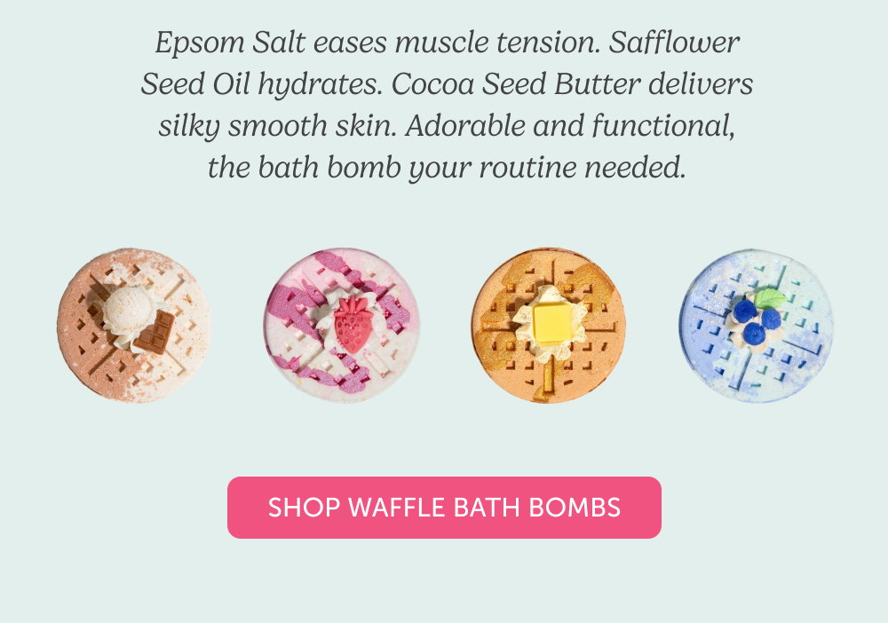 Epsom Salt eases muscle tension. Safflower Seed Oil hydrates. Cocoa Seed Butter delivers silky smooth skin. Adorable and functional, the bath bomb your routine needed.
