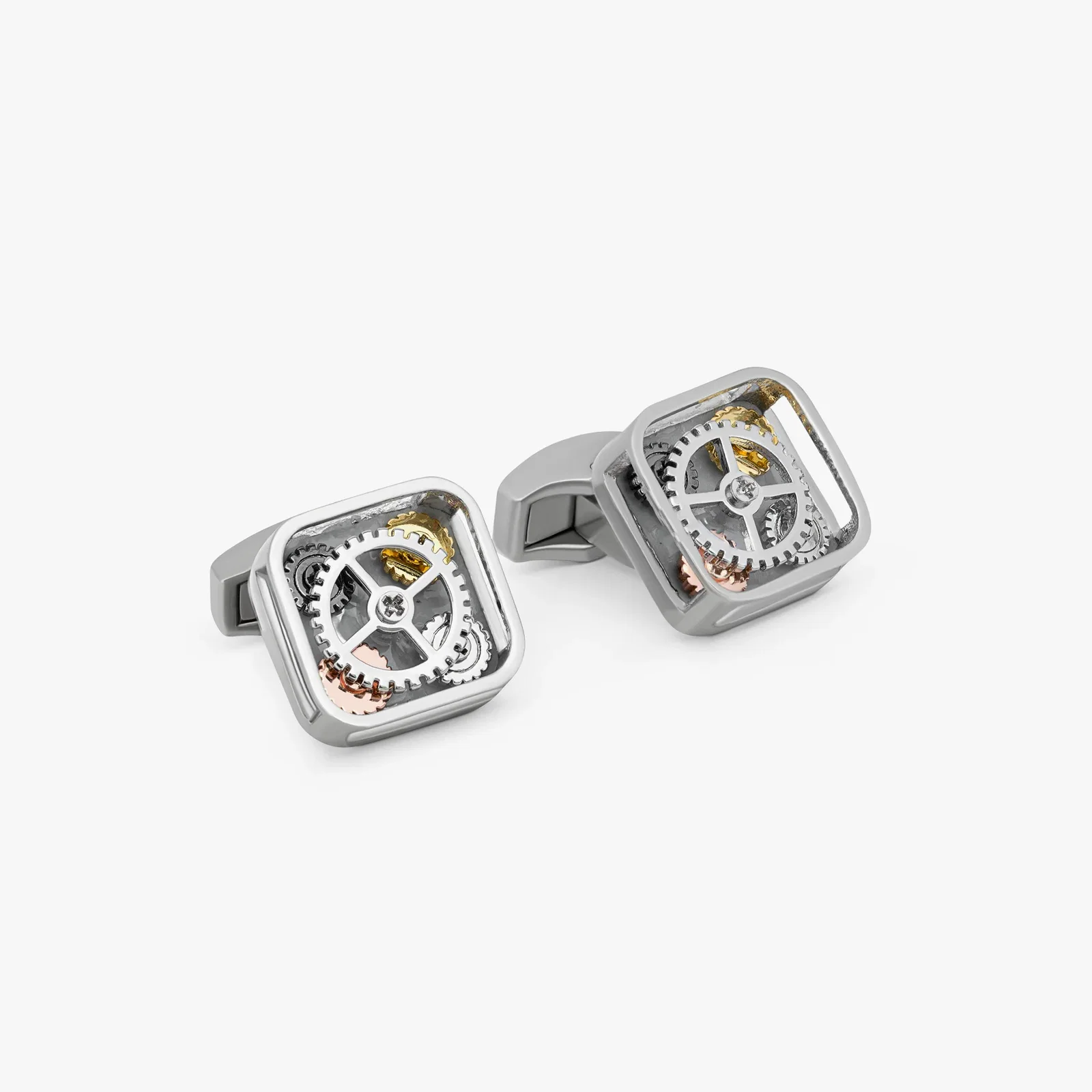 Image of Quattro Gear Cufflinks In Grey Palladium Plated