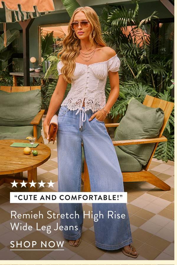 Remieh Stretch High Rise Wide Leg Jeans