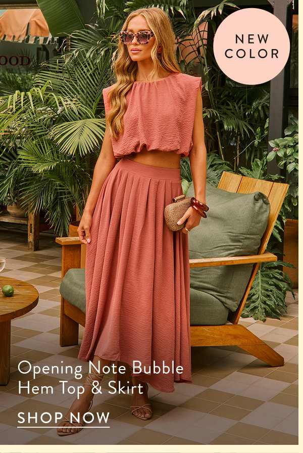 Opening Note Bubble Hem Top & Skirt