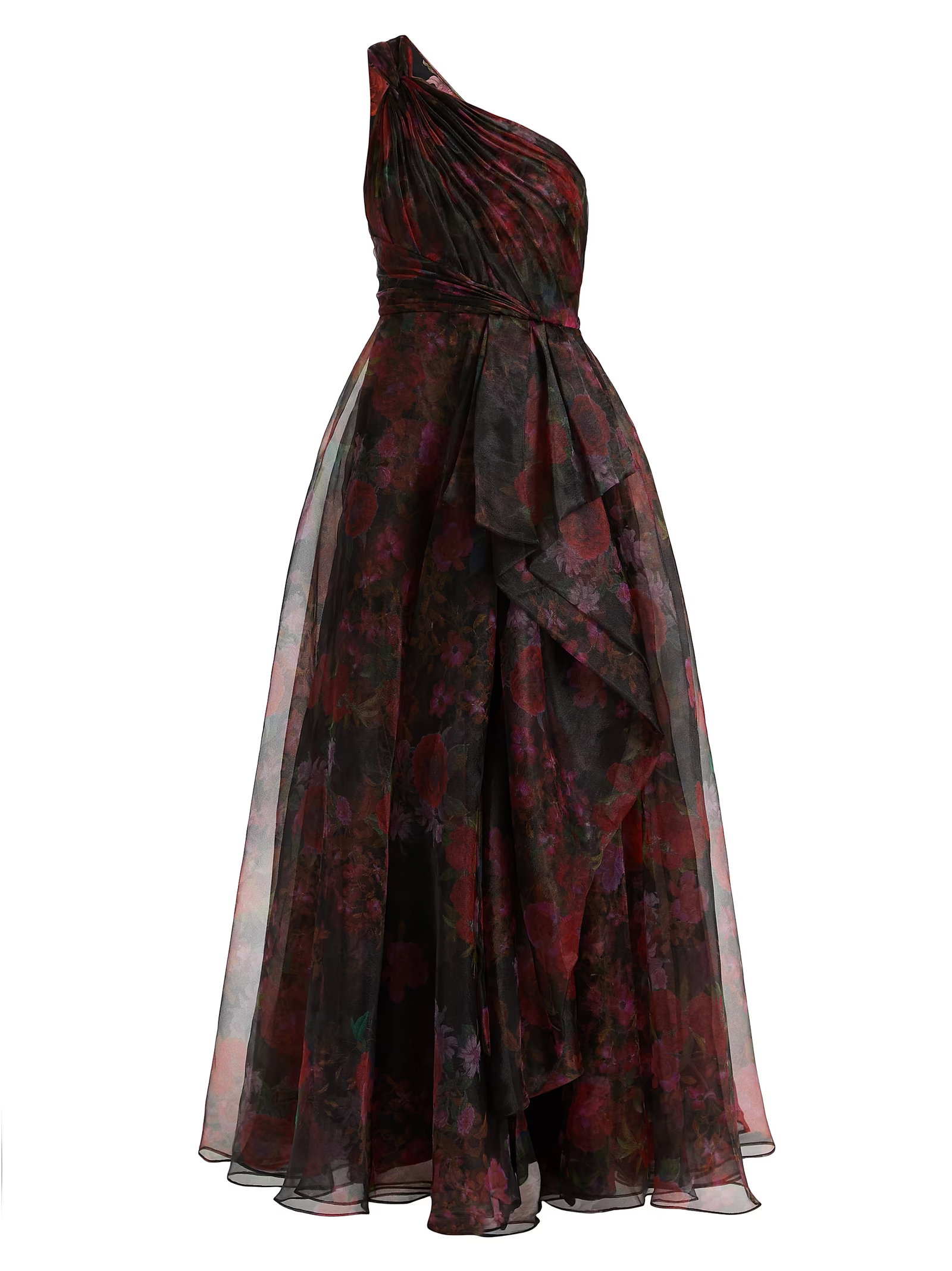 Theia Rue One-Shoulder Organza Gown