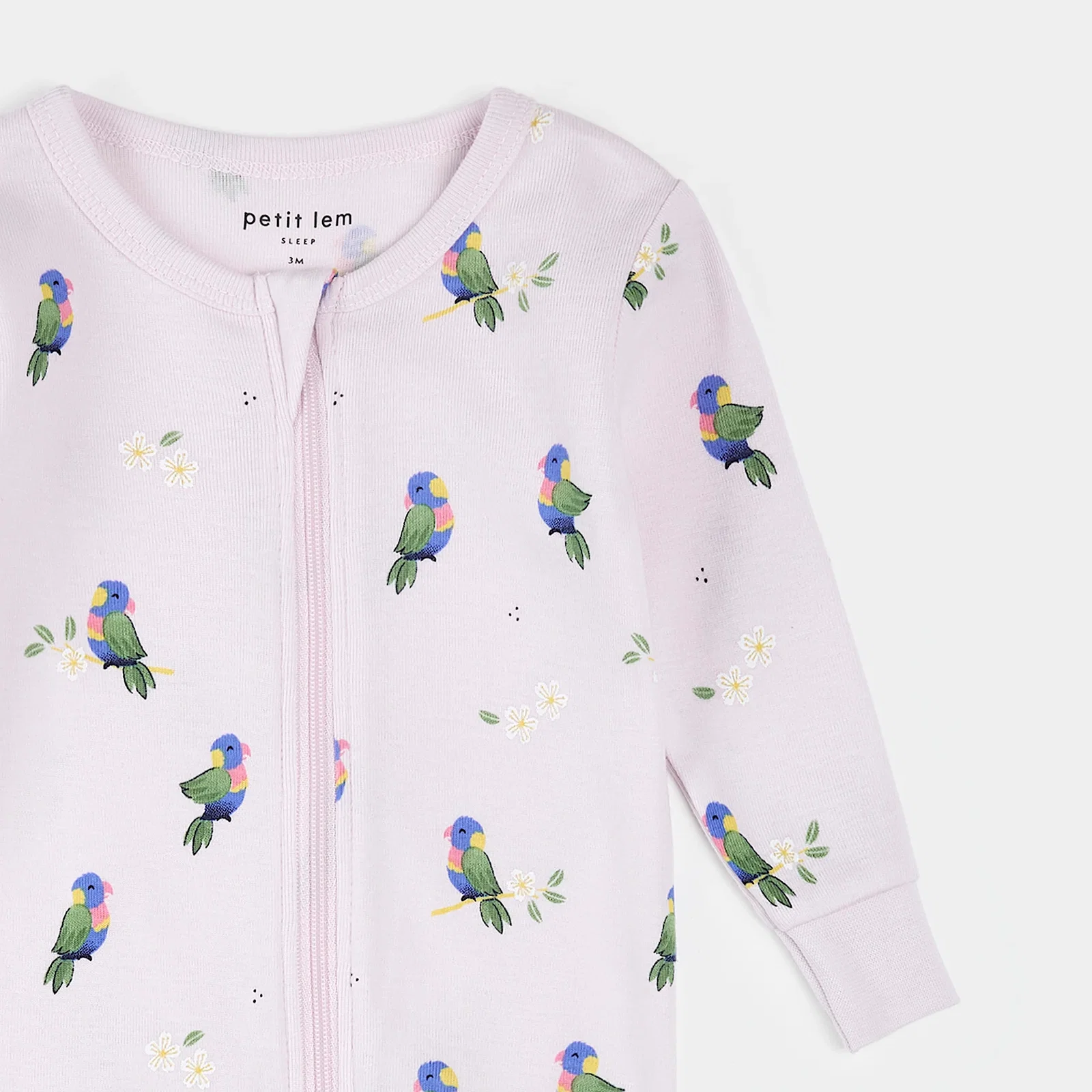 Image of Lorikeet Print on Lilac Ribbed Sleeper