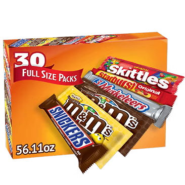 M&M's, Skittles and More Candy Bars, Variety Pack, Full Size, 30-Count