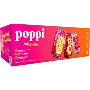 Poppi Soda, Juicy Hits Variety Pack, 12 fl oz, 18-Count