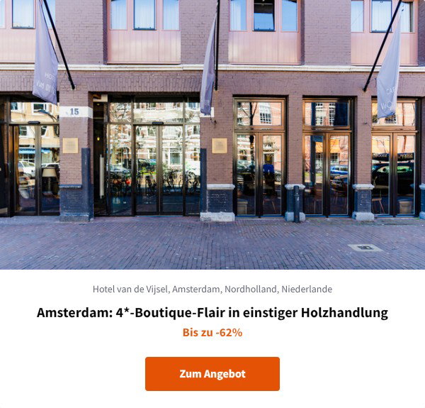 Amsterdam: 4*-Boutique-Flair in einstiger Holzhandlung