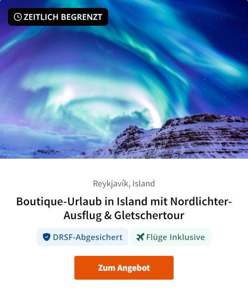 Boutique-Urlaub in Island mit Nordlichter-Ausflug &amp; Gletschertour
